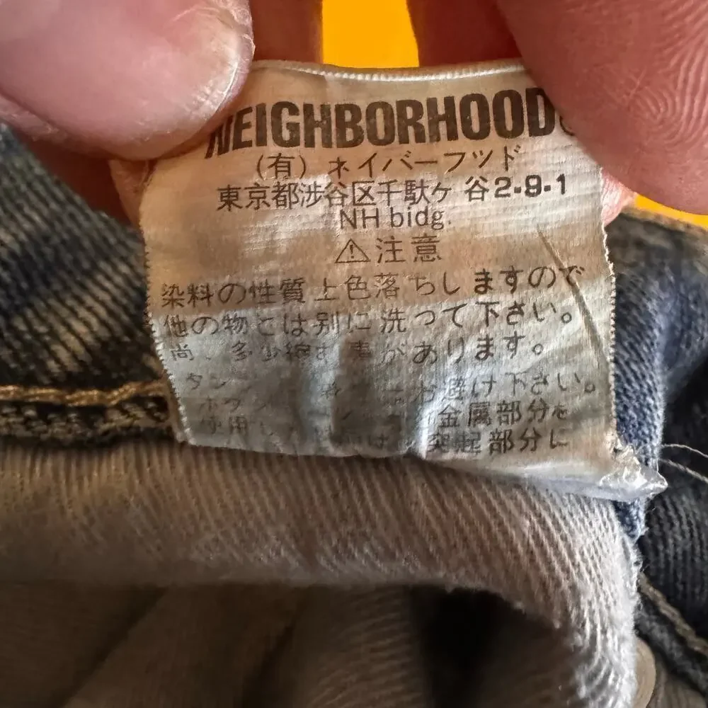 Neighborhood Men’s Narrow Straight Selvage Denim Jean SZ 32 Embroidered Grunge